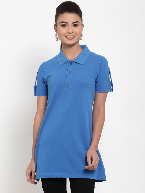 

Kalt Women Blue Polo Neck Tunic