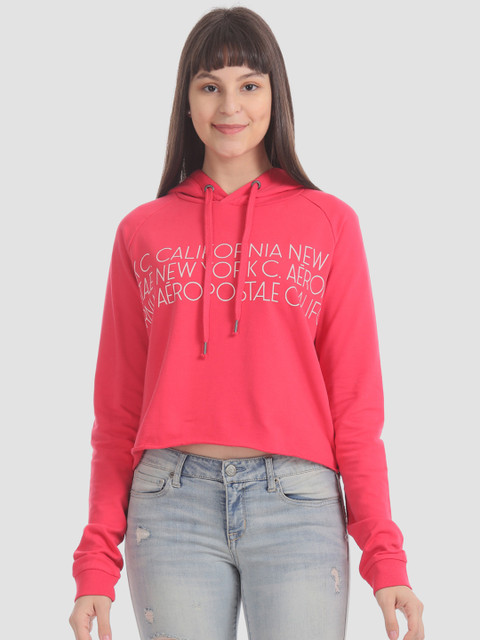 

Aeropostale Women Pink Printed Hooded Sweatshirt