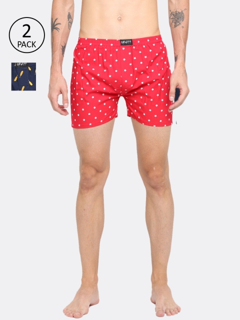 

SHOWOFF Men Pack Of 2 Printed Pure Cotton Boxers SB71-SB72, Red