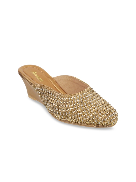

Metro Women Gold-Toned Embellished Wedges