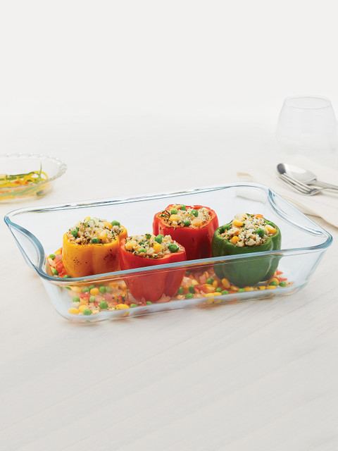 

BOROSIL Transparent Borosil Borosilicate Glass Rectangular Roaster Dish Container