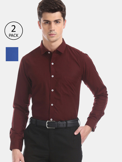

Excalibur Men Pack of 2 Assorted Regular Fit Solid Formal Shirts
