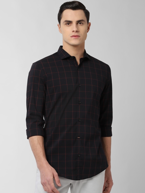 

Peter England Men Black & Red Slim Fit Checked Casual Shirt