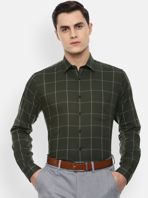 

Van Heusen Men Green Slim Fit Checked Formal Shirt