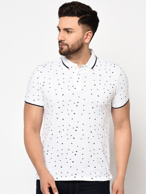 

98 Degree North Men White Printed Polo Collar T-shirt