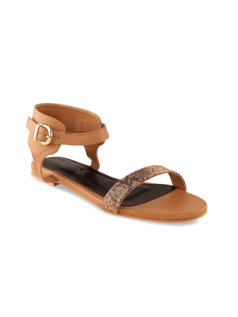 

Siendo Desi Women Beige Printed Synthetic Suede Open Toe Flats
