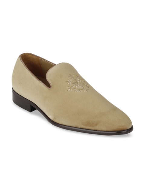 

Louis Philippe Men Beige Solid Party Slip-Ons