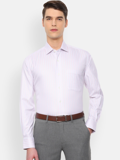 

Luxure by Louis Philippe Men White & Pink Regular Fit Striped Formal Shirt