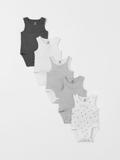 

H&M Kids 5-Pack Sleeveless Sustainable Bodysuits, White