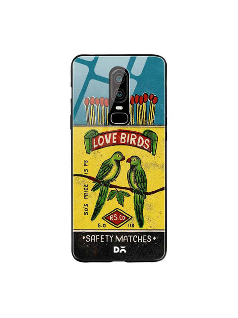 

DailyObjects Blue & Yellow Love Birds Matchbox OnePlus 6 Glass Case