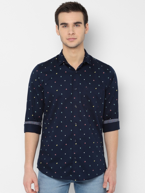 

Allen Solly Men Navy Blue Slim Fit Printed Casual Shirt