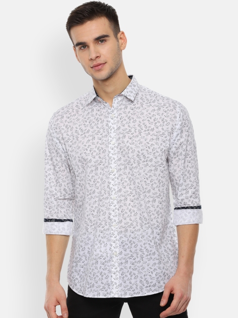 

V Dot Men White & Black Slim Fit Printed Casual Shirt