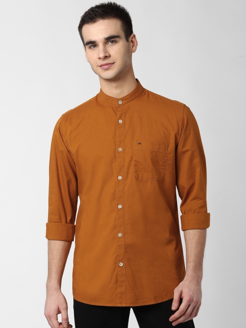 

Peter England Casuals Men Mustard Brown Slim Fit Solid Casual Shirt