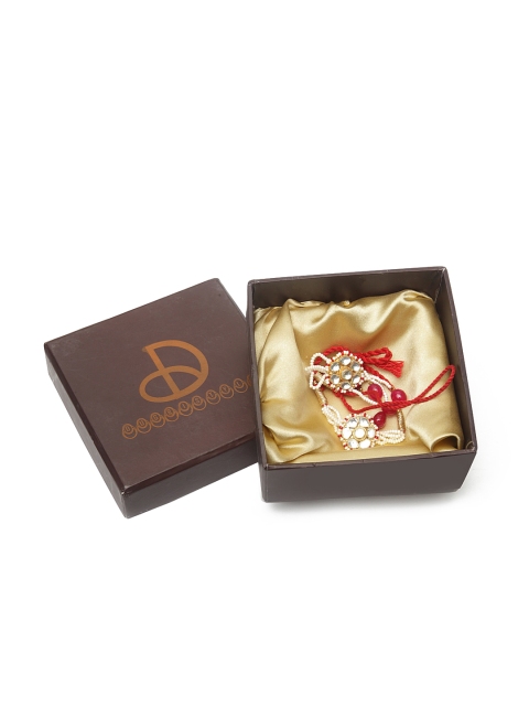 

lalli bhai Set of 2 Red & White Embellished Rakhis