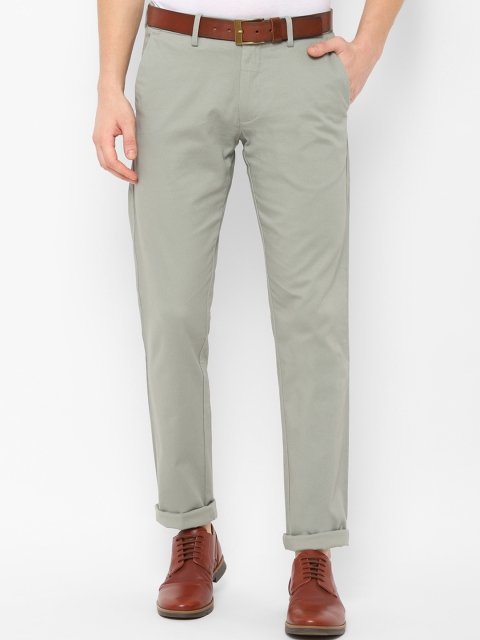 Allen Solly Men Grey Slim Fit Self Design Regular Trousers