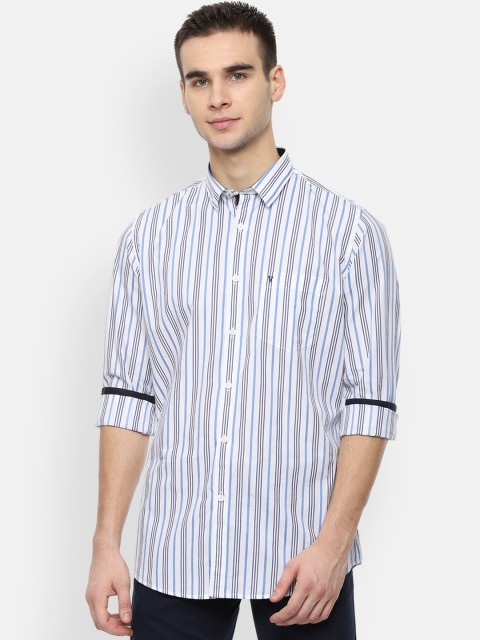

Van Heusen Sport Men White & Blue Slim Fit Striped Casual Shirt