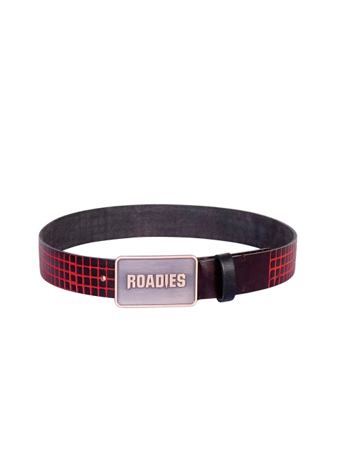 

Justanned Men Black & Red Textured Leather Belt