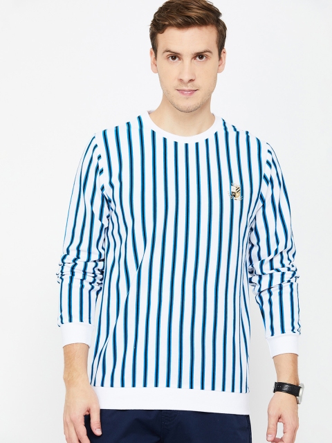 

UCLA Men White Striped Round Neck T-shirt
