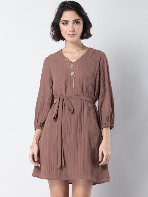 

FabAlley Women Pink Solid Fit and Flare Dress