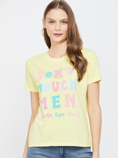 

Ginger by Lifestyle Women Yellow Printed Round Neck T-shirt
