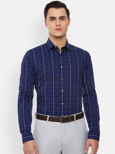 

Van Heusen Men Navy Blue Slim Fit Checked Formal Shirt