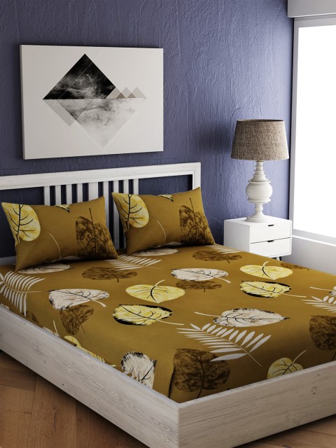 

EverHOME Brown Floral 144 TC Cotton 1 King Bedsheet with 2 Pillow Covers