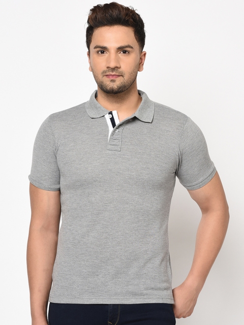 

Austin wood Men Grey Solid Polo Collar T-shirt