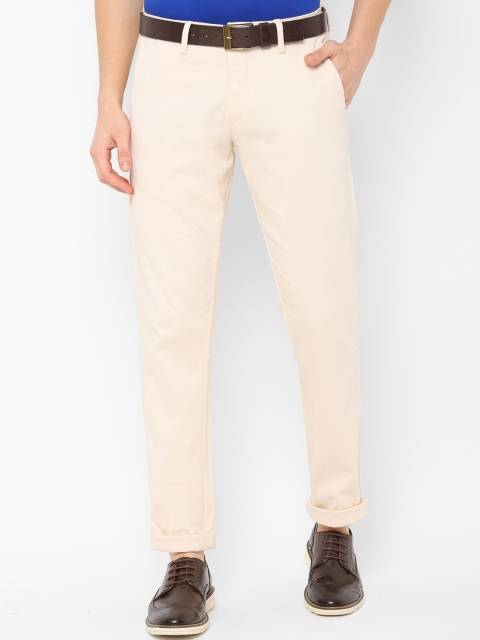 

Allen Solly Men Beige Slim Fit Self Design Regular Trousers