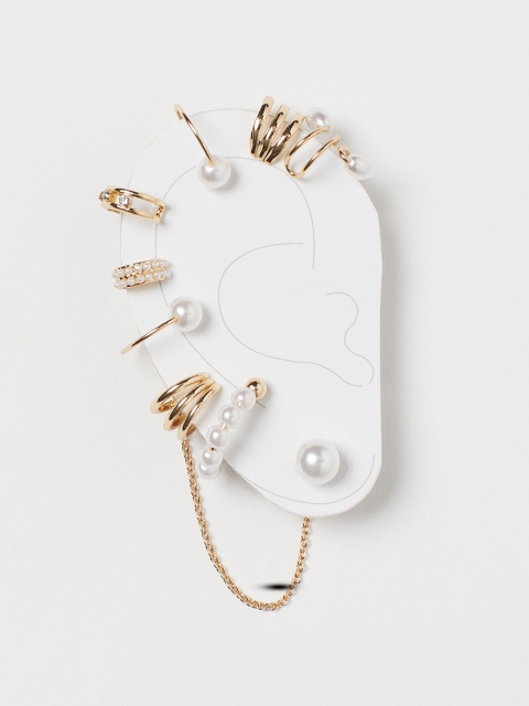 

H&M Women Gold-Toned Earrings And Ear Cuffs, White