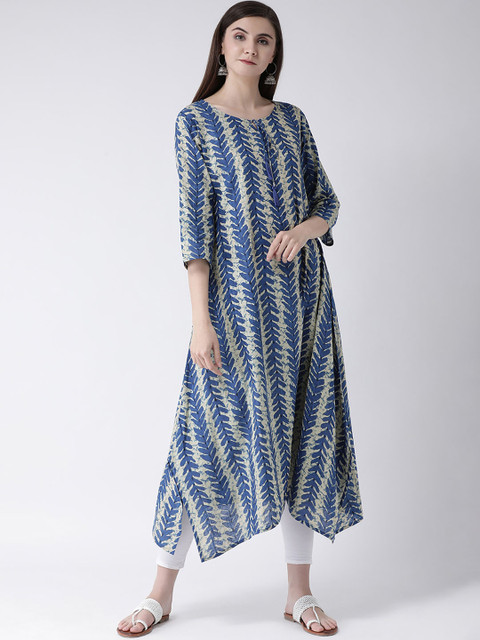 

Span Women Blue & Beige Printed A-Line Kurta