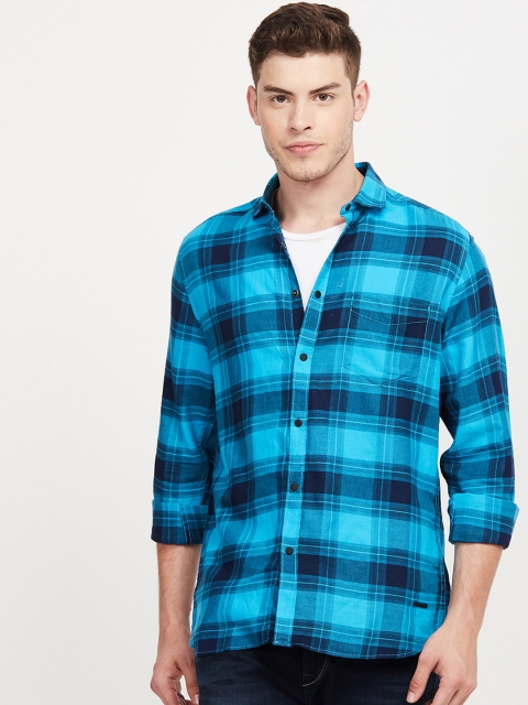 

Bossini Men Blue Regular Fit Checked Casual Shirt