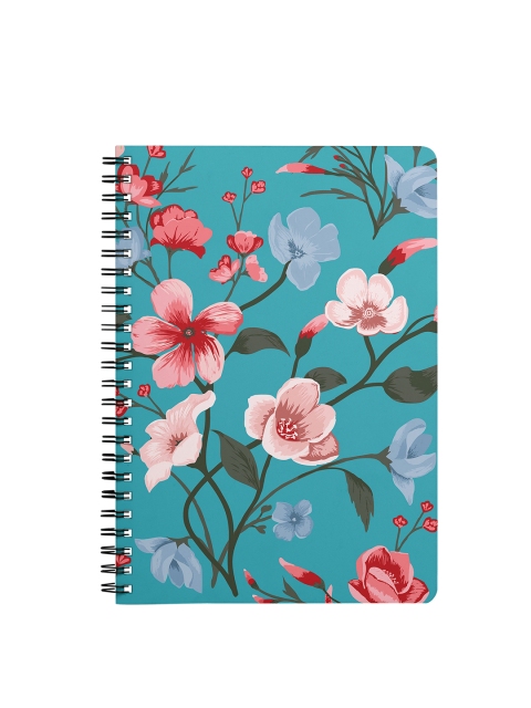 

Dailyobjects Multicoloured Turqoise Blooms A5 Spiral Notebook, Multi