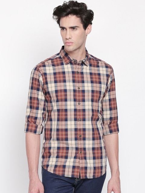 

BYFORD by Pantaloons Men Brown Slim Fit Checked Casual Shirt