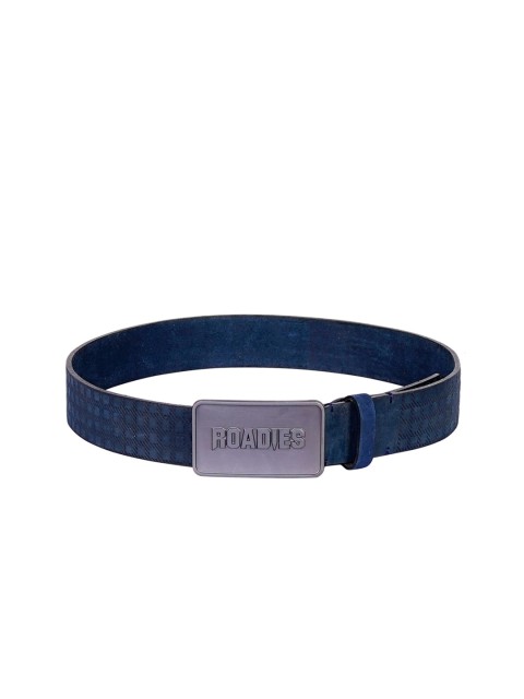 

Justanned Men Navy Blue Textured Leather Belt