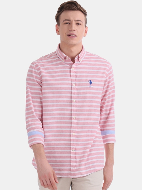

U.S. Polo Assn. Men Red & White Regular Fit Striped Casual Shirt