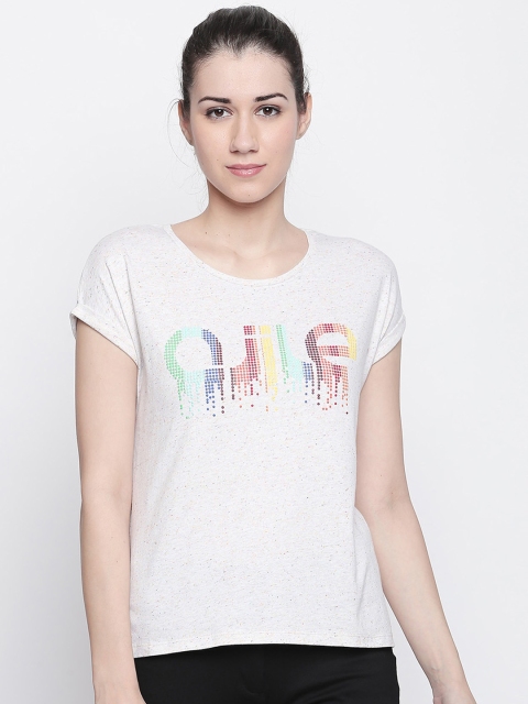 

Ajile by Pantaloons Women White Printed Round Neck T-shirt