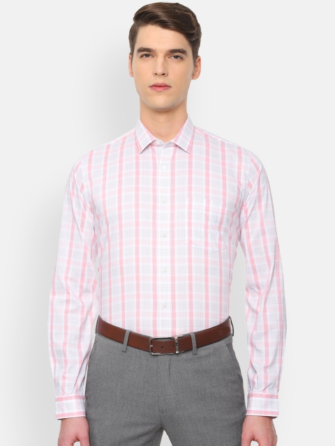 

Van Heusen Men White & Pink Slim Fit Checked Formal Shirt