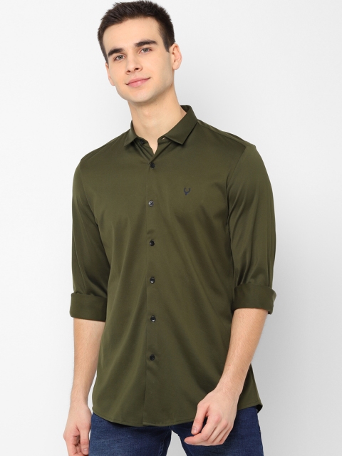 

Allen Solly Men Olive Green Slim Fit Solid Casual Shirt