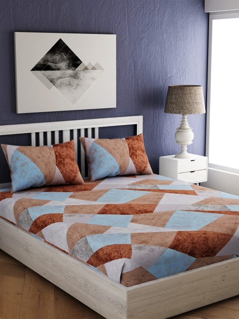 

EverHOME Multicoloured Geometric 210 TC Cotton 1 Queen Bedsheet with 2 Pillow Covers, Multi