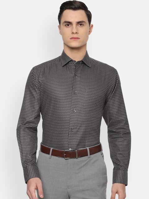 

Luxure by Louis Philippe Men Grey & Black Regular Fit Printed Formal Shirt