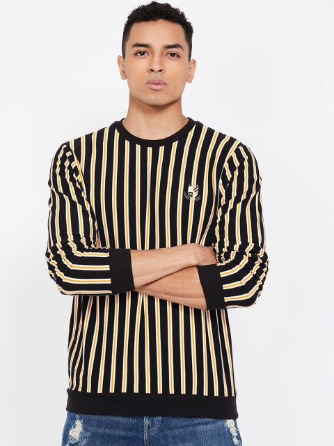 

UCLA Men Black & Yellow Striped Round Neck T-shirt