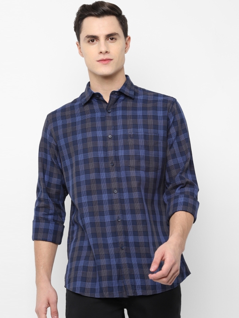 

Allen Solly Men Navy Blue Slim Fit Checked Casual Shirt