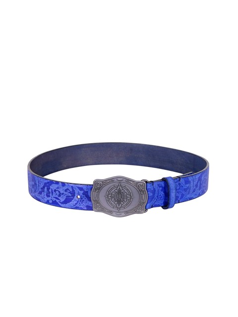 

Justanned Men Blue Textured Leather Belt