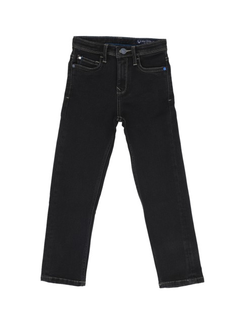 

Allen Solly Junior Boys Black Straight Fit Mid-Rise Clean Look Stretchable Jeans