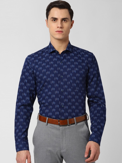 

Peter England Men Navy Blue Slim Fit Printed Formal Shirt