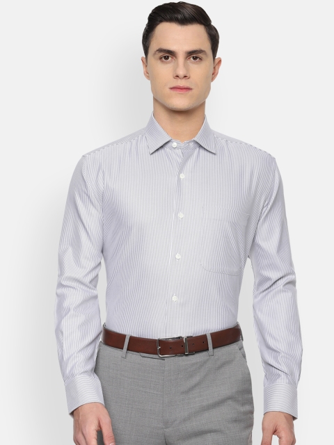 

Luxure by Louis Philippe Men Grey Regular Fit Striped Formal Shirt