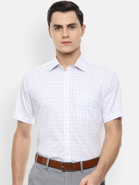 

Van Heusen Men White & Blue Regular Fit Checked Formal Shirt