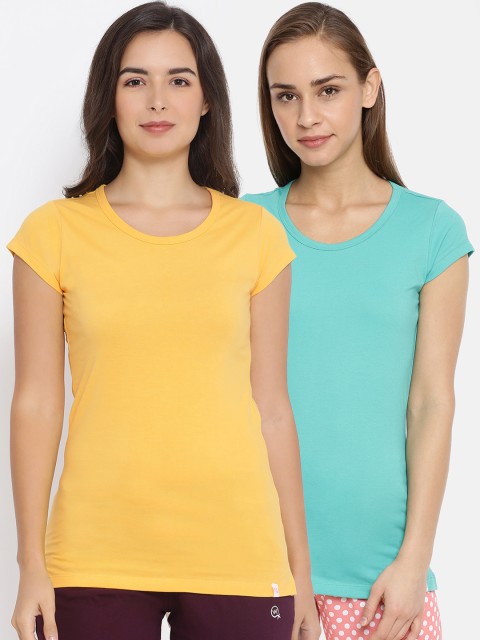 

Macrowoman W-Series Women Pack Of 2 Solid Lounge T-Shirts, Yellow