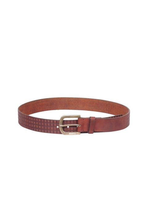 

Justanned Men Brown Textured Leather Belt