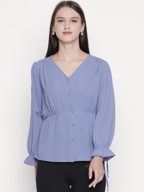

Annabelle by Pantaloons Women Blue Solid Shirt Style Top